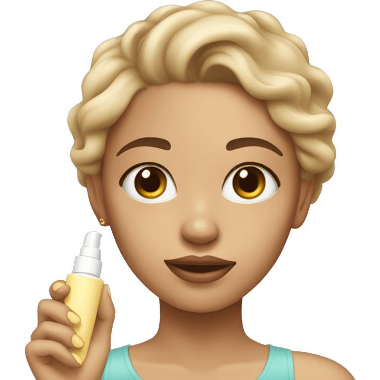 Light skinned girl applying cream on face emoji