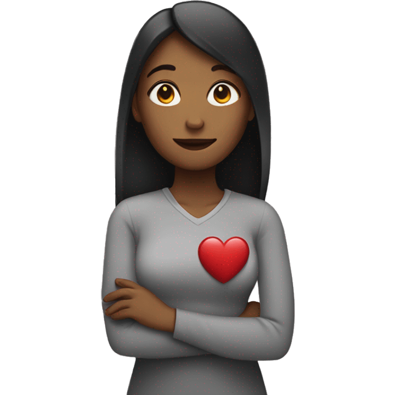 women holding a heart emoji