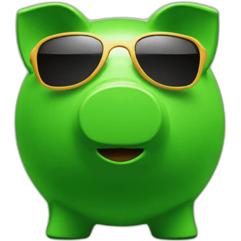 green piggybank with sunglasses emoji