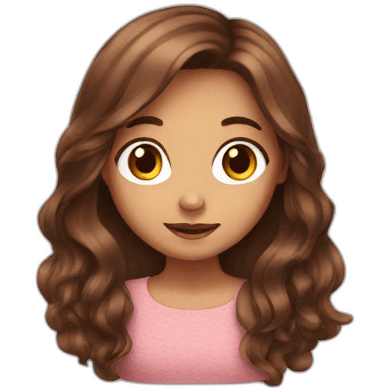 Brown long hair cute girl emoji