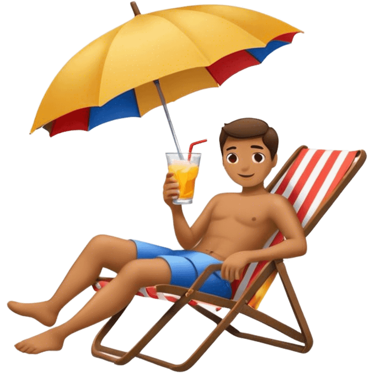 A person laying on a lawn chair holding a drink with an umbrella in it emoji