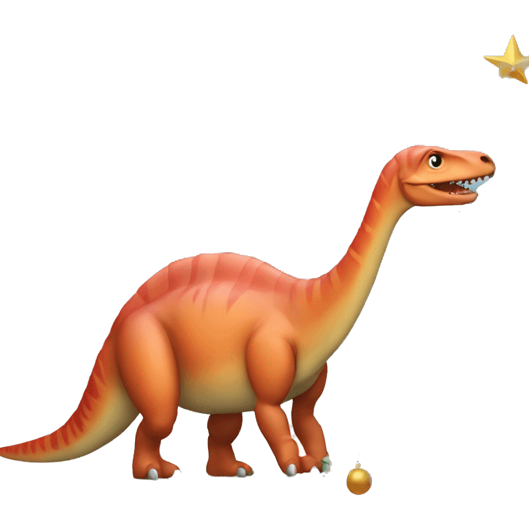 Dinosaur with christmas tree emoji