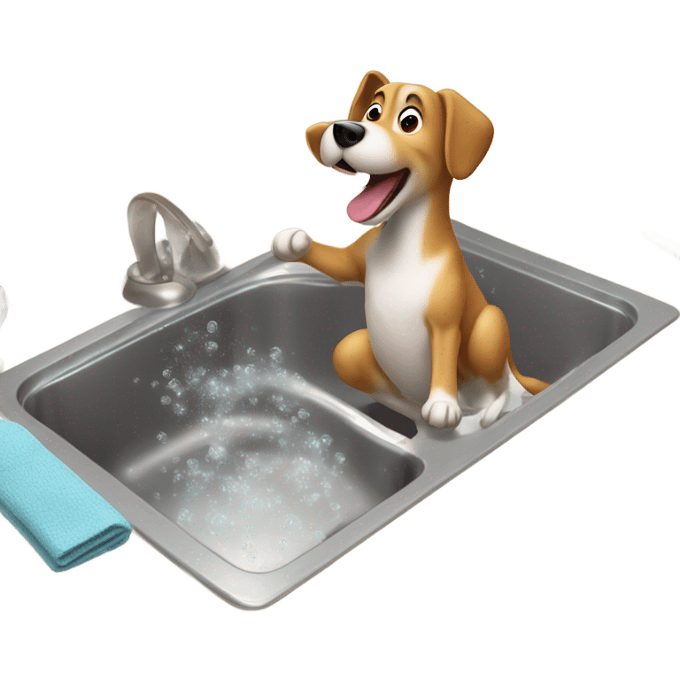 Dog washing dishes emoji