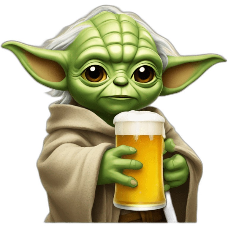 Yoda with a beer emoji