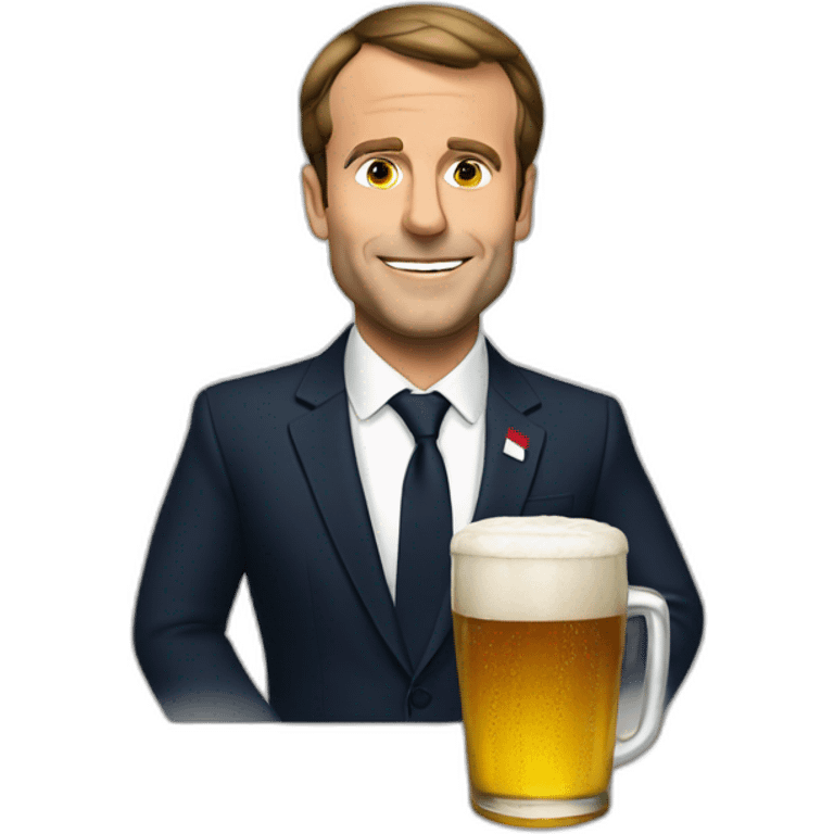 Macron with beer emoji