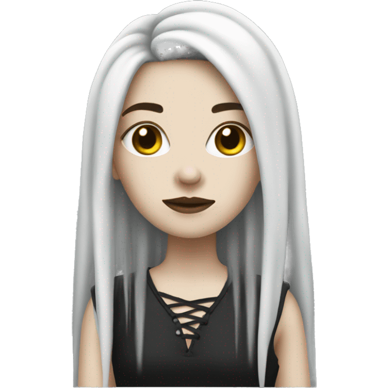 White skin gothic girl emoji with black dreadlocks   emoji