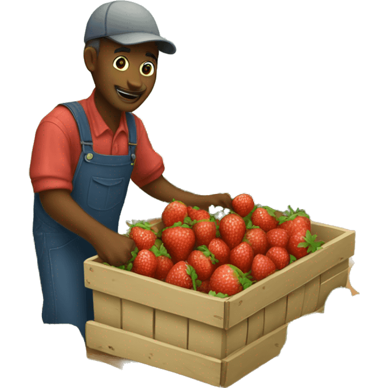 farmer picking strawberries emoji