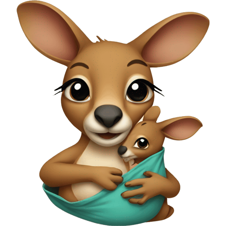 kangaroo with baby in pouch emoji