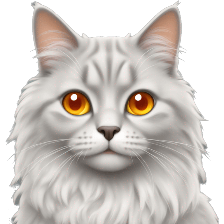 Light grey fluffy cat with orange eyes  emoji