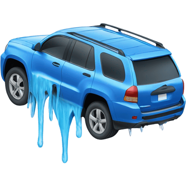 Blue suv melting like an ice block in the sun emoji