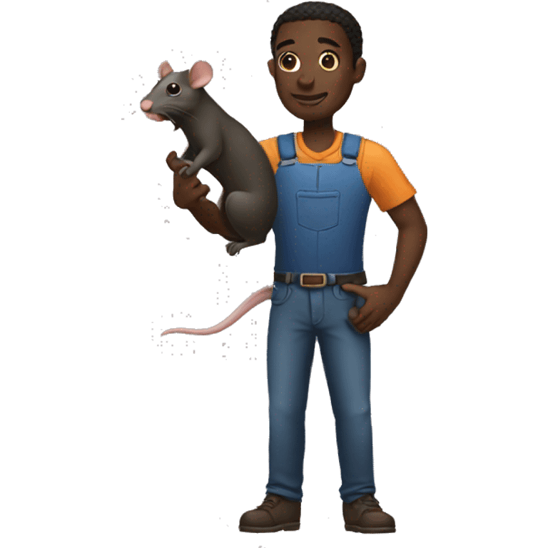 dark skinned man holding rat emoji