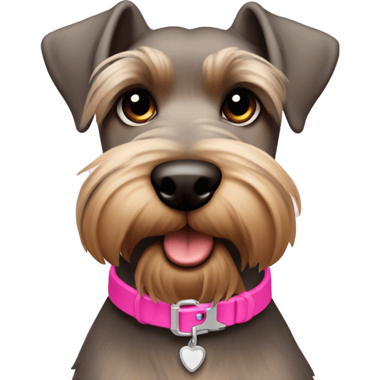 Light brown schnauzer dog with pink collar  emoji