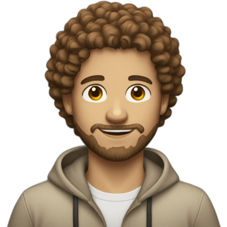 white IT guy brown curly hair small beard emoji