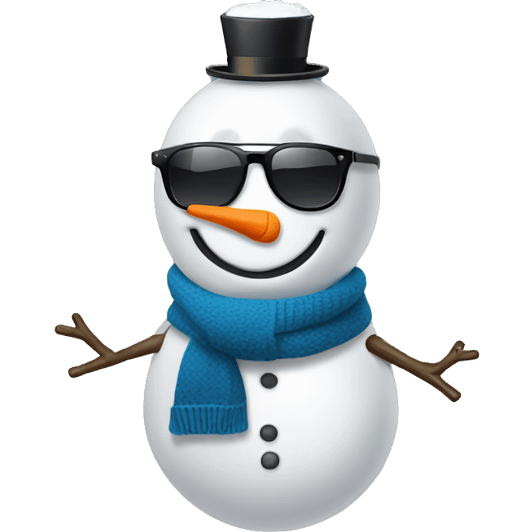 snowman light bulb nose with sunglasses and vest. Stick arms emoji