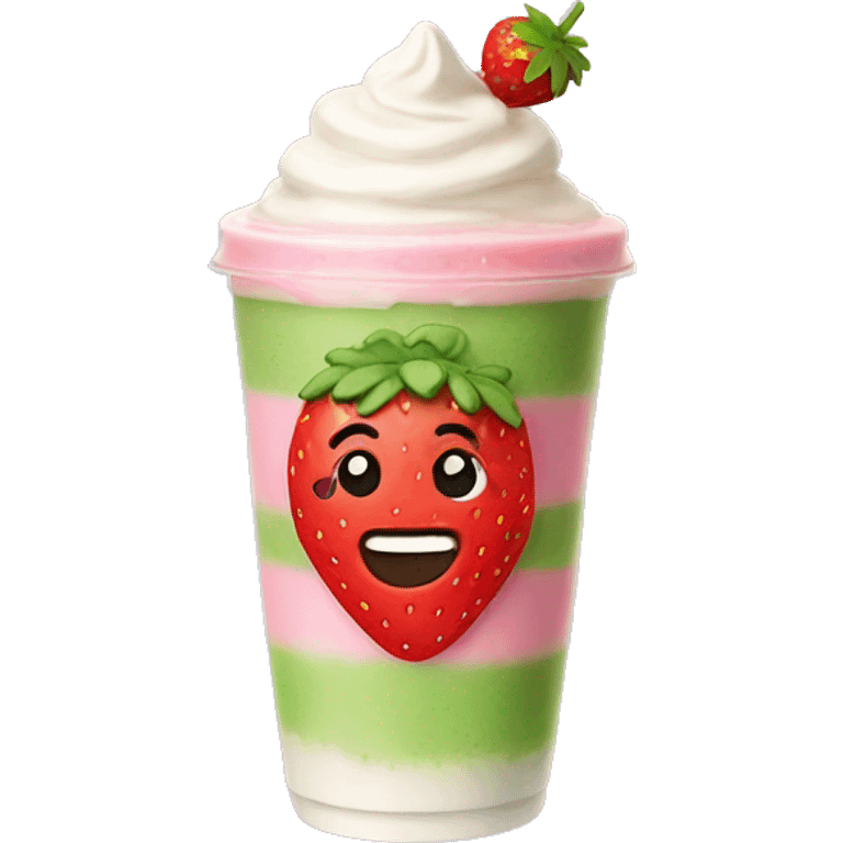 Strawberry Matcha Latte boba emoji