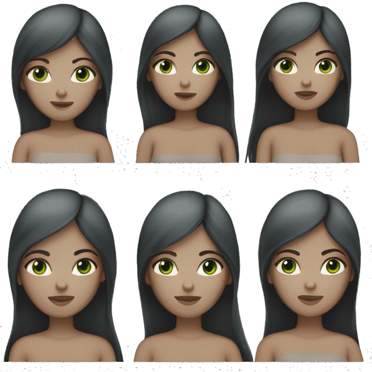 Dark hair  women, green eyes, long straight hair, fair skin emoji