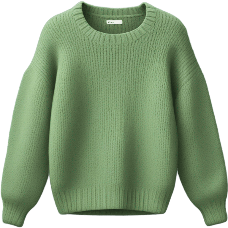 Sage and green cropped oversize wool sweater, isolated emoji