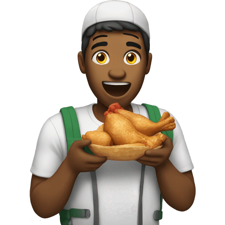 guy eating chicken emoji