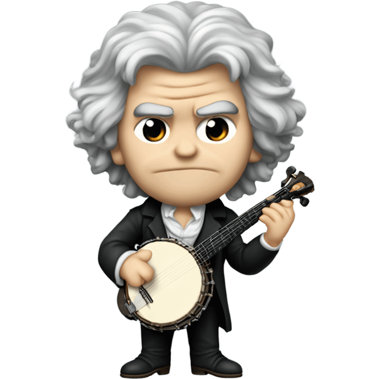 Ludwig Beethoven chibi wig standing old angry 5-string banjo emoji