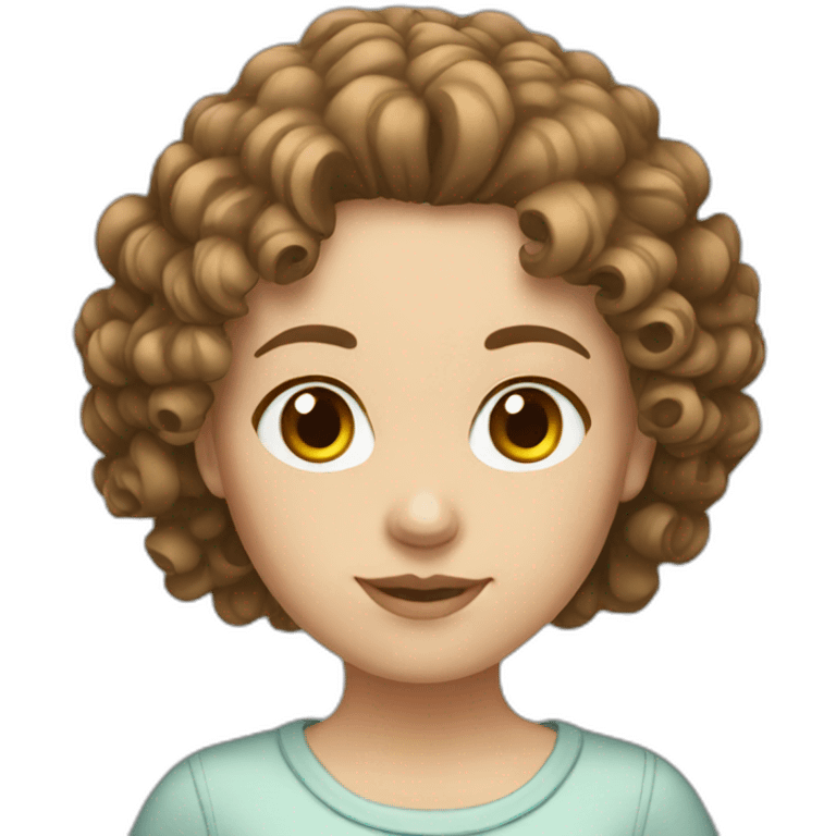 white girl with short curly brown hair emoji