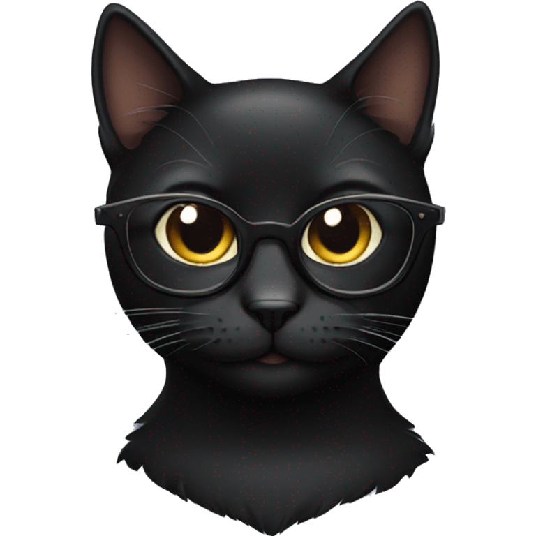 Black cat with glasses emoji