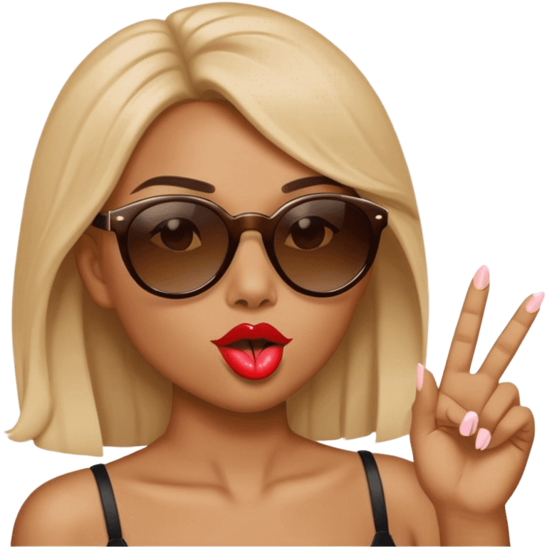 Cara con beso y gafas de sol emoji