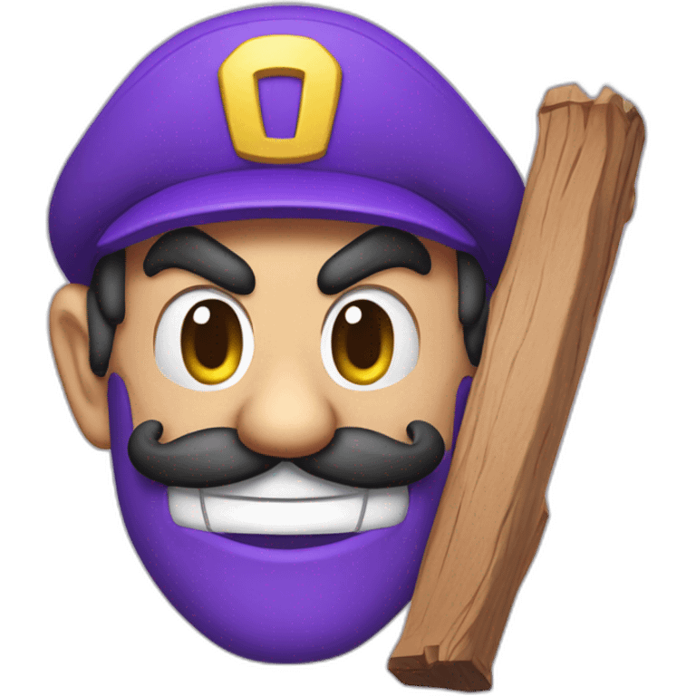 Waluigi (Nintendo) on t shaped wood emoji