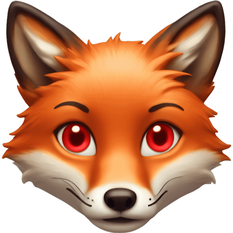 deep lush red fox face with tiny red heart instead of eyes emoji