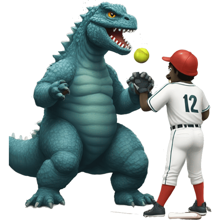 Godzilla playing baseball  emoji