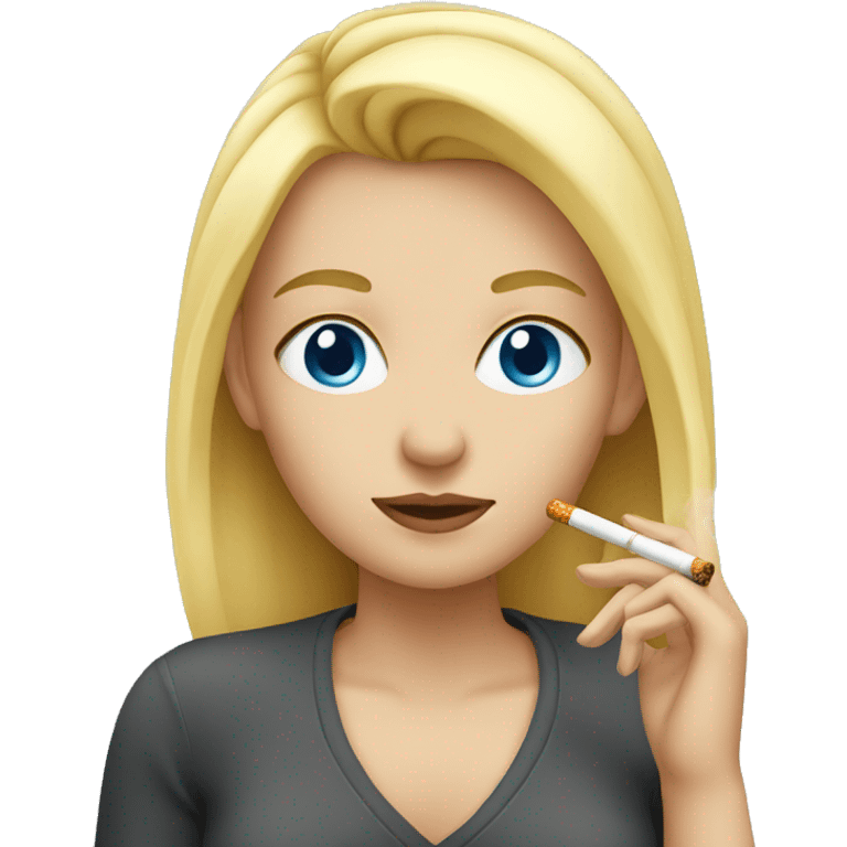 blonde girl with blue eyes smoking emoji