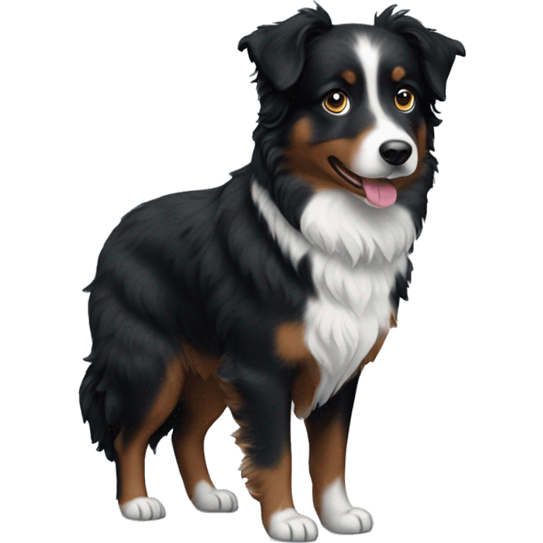 Small black australian shepherd dog winter scene  emoji