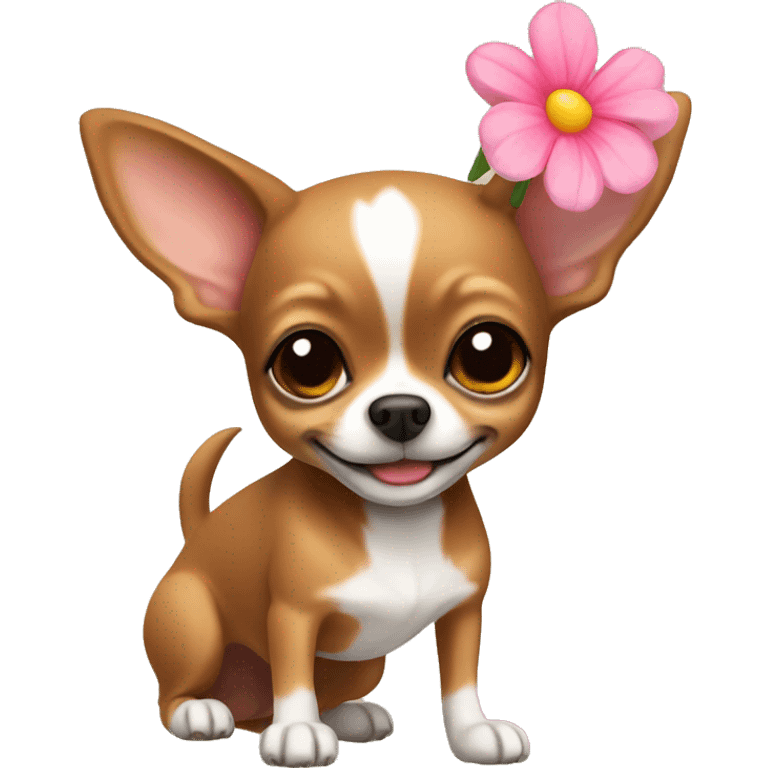 Brown Chihuahua with flower emoji