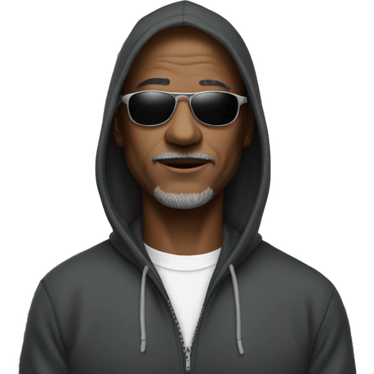 mature man in hoodie with shades on emoji