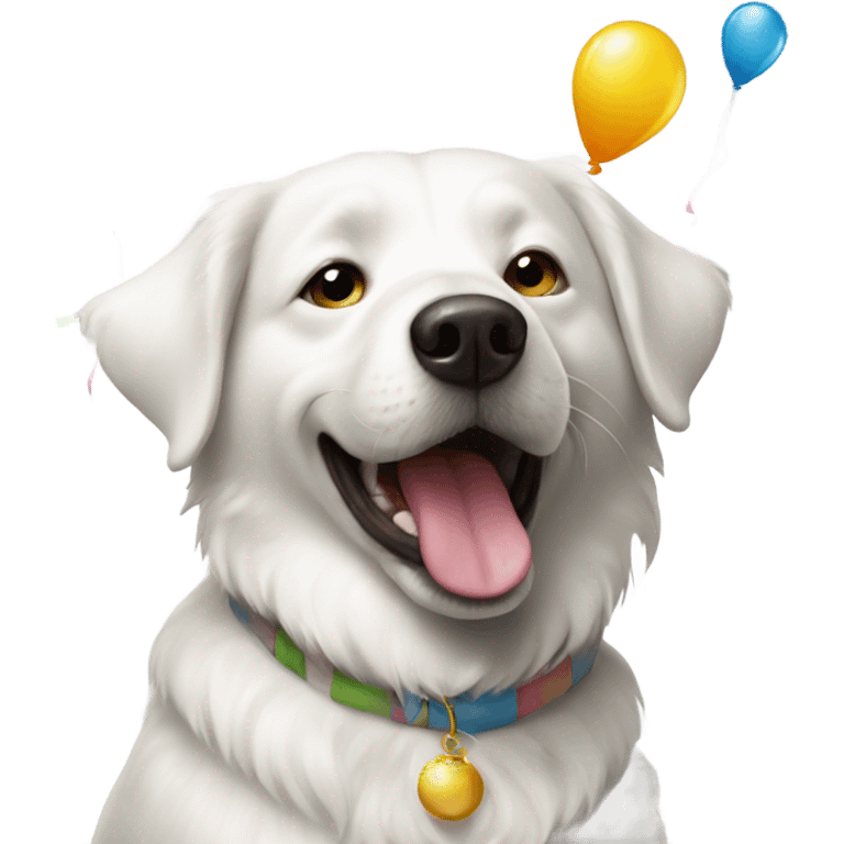 white dog throwing a party  emoji