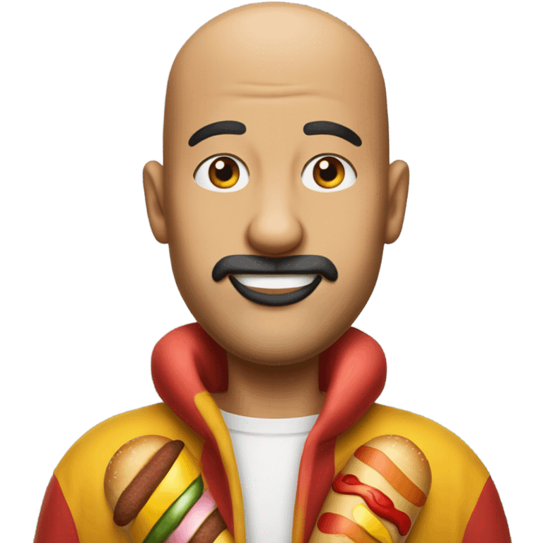 Bald beardless person in a hot dog costume  emoji