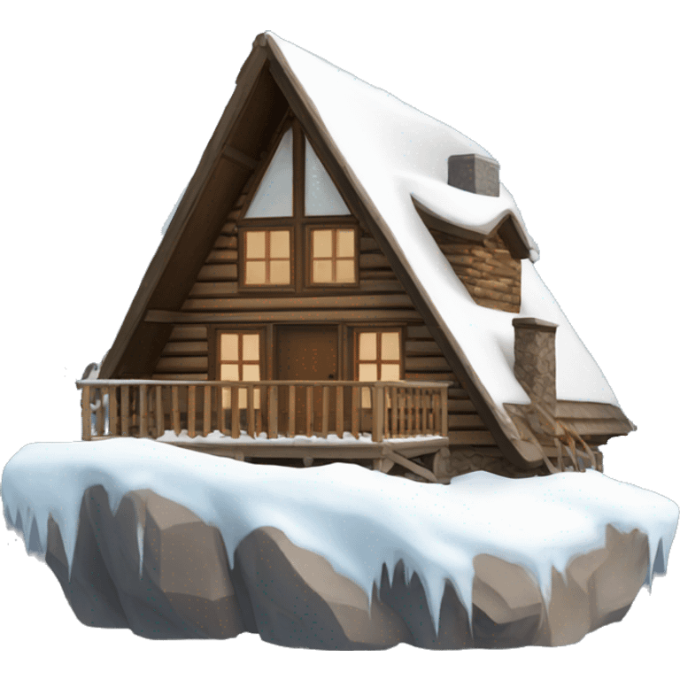 A-frame cabin with snow emoji