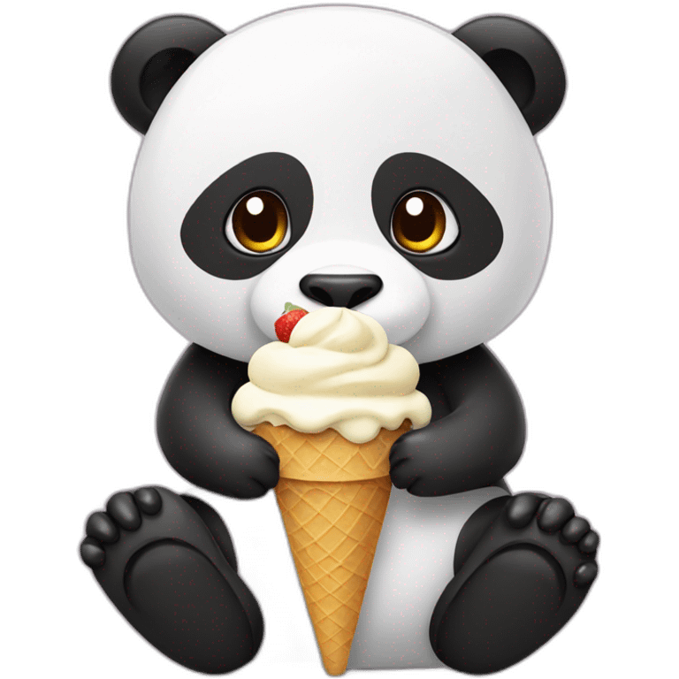 Panda eating ice cream emoji