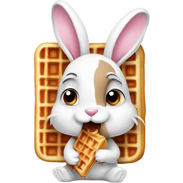 Bunny eating a waffle emoji