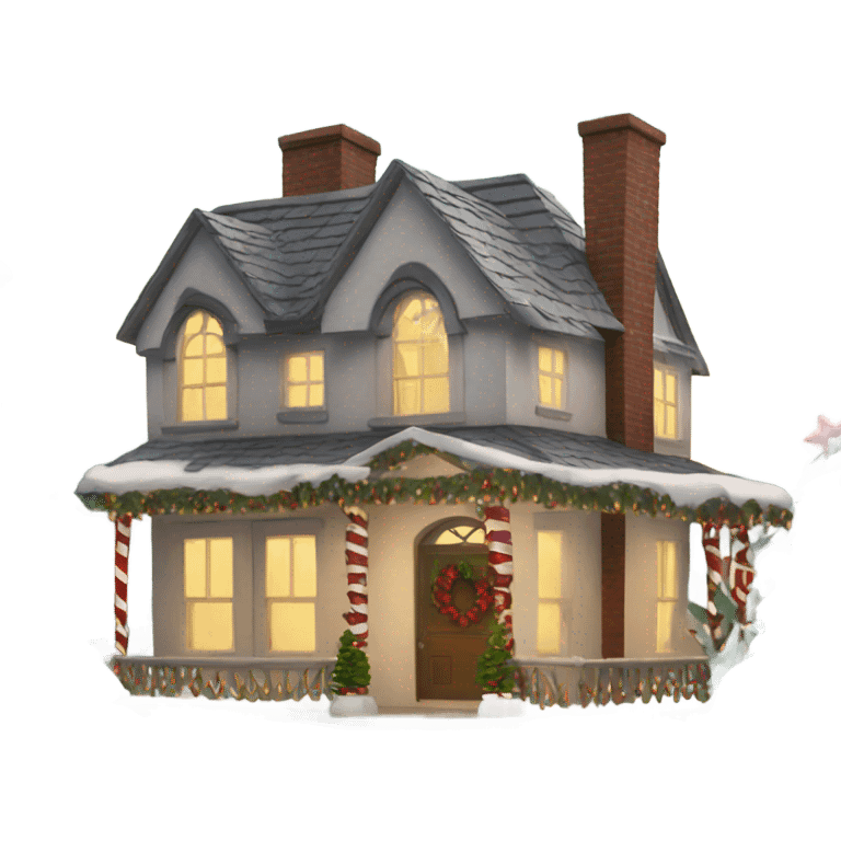 House with Christmas decorations  emoji