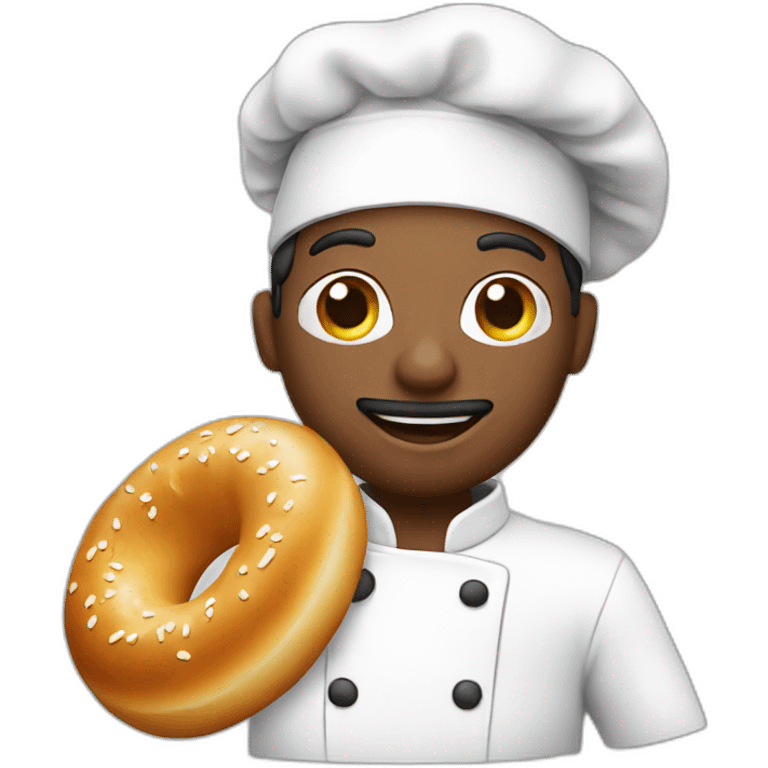 Chef holding a bagel emoji