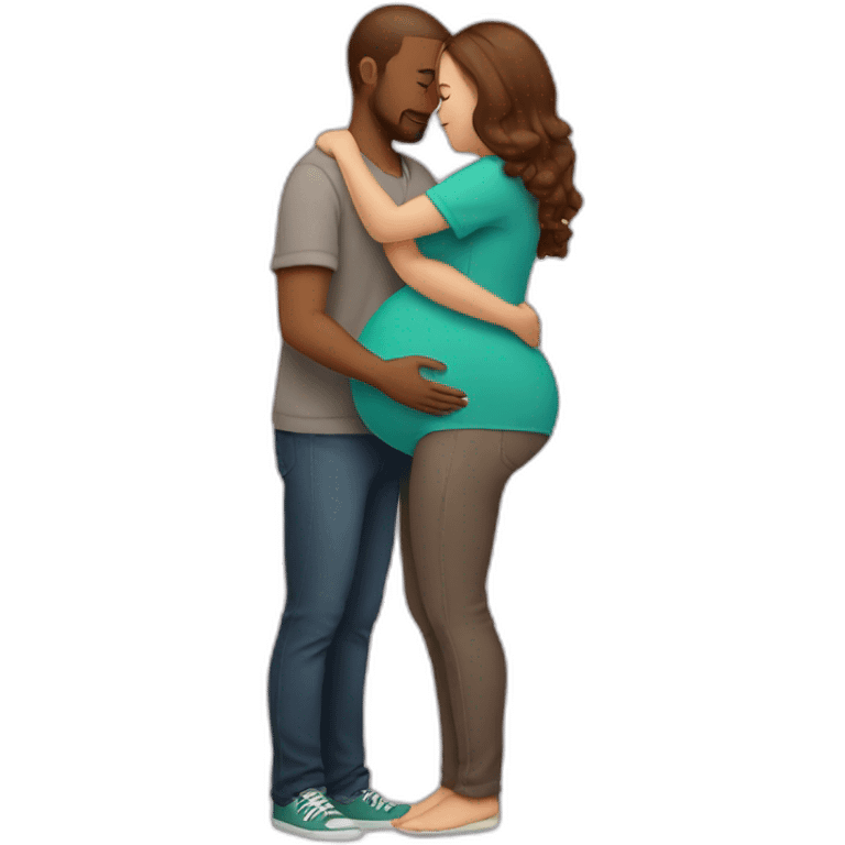 Man hugging pregnant woman emoji