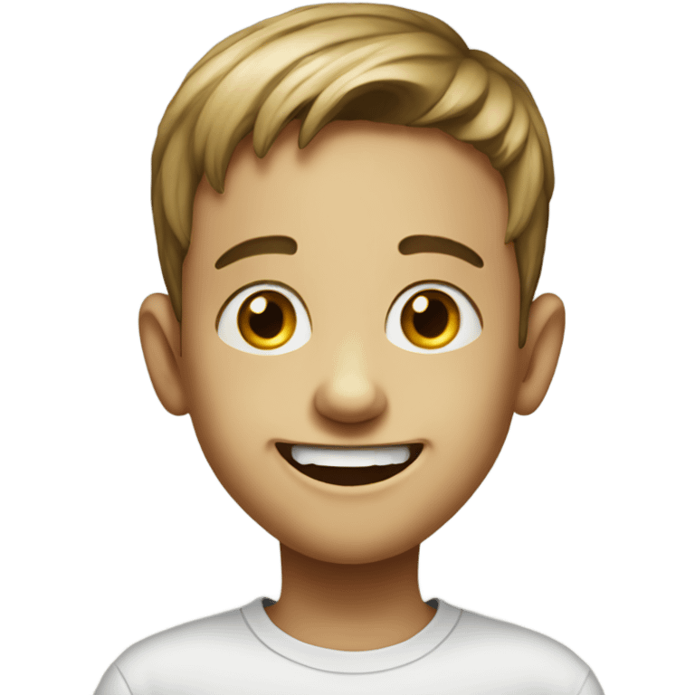 realistic portrait of boy smiling missing front top teeth emoji