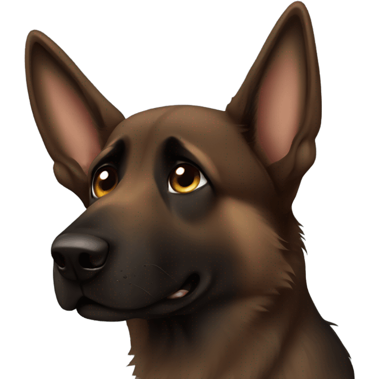 Dark brown German shepherd crying emoji