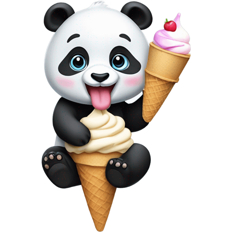 Panda eating ice cream emoji