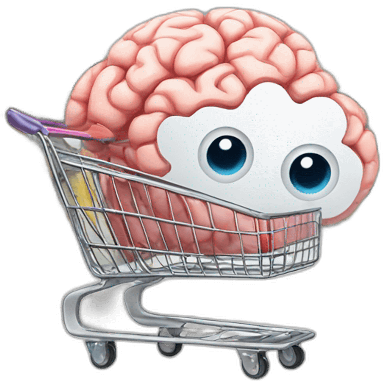 supermarket cart WITH a BRAIN inside emoji