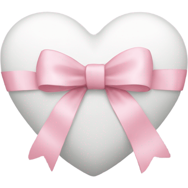 white heart with light pink ribbon bow emoji