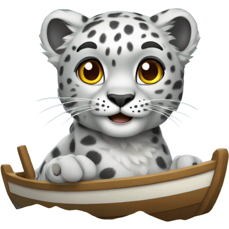 Snow leopard in boat  emoji