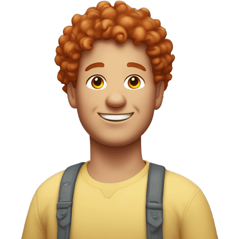 Bading redish curly hair guy with corners in the hair chubby smiling emoji