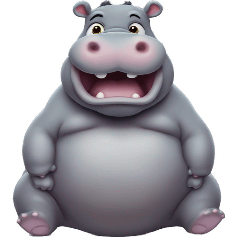 chubby hippo with a belly emoji