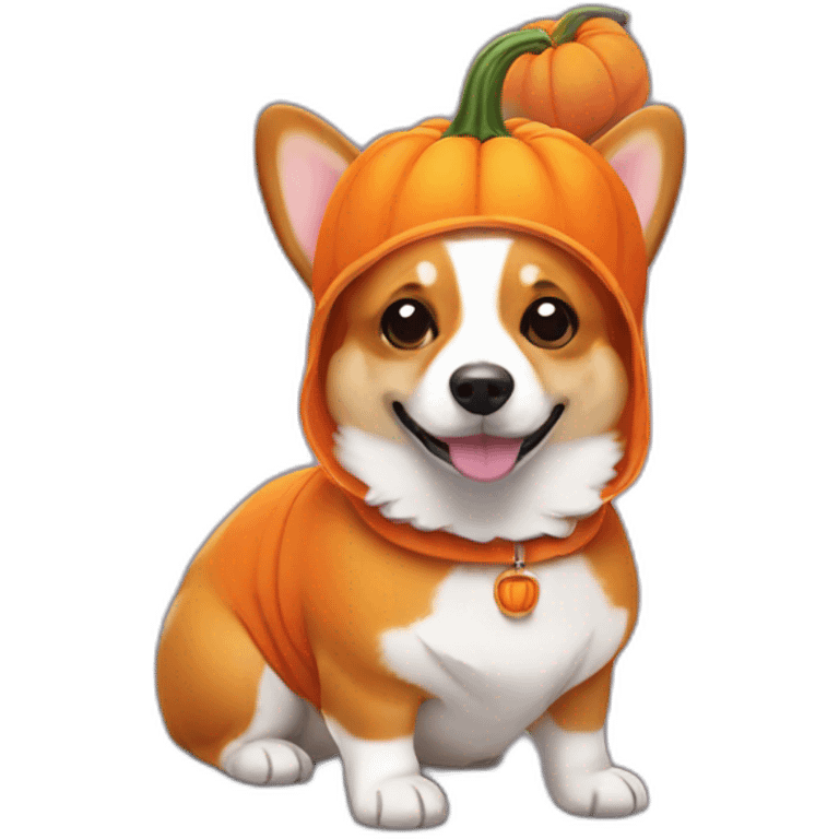 Corgi body wearing pumpkin costume emoji